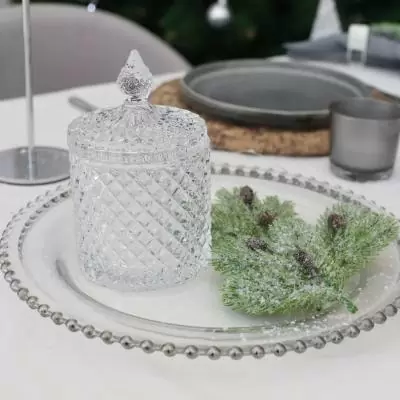 Емкость из рельефного стекла с крышкой Доляна, прозрачная