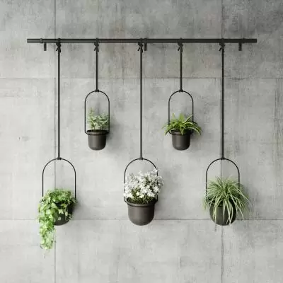 Подвесные кашпо для цветов Umbra Triflora, 5 шт, черные