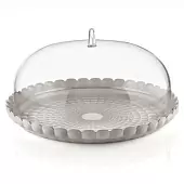 Подставка для торта с крышкой Guzzini Tiffany, D36 см, серо-бежевая