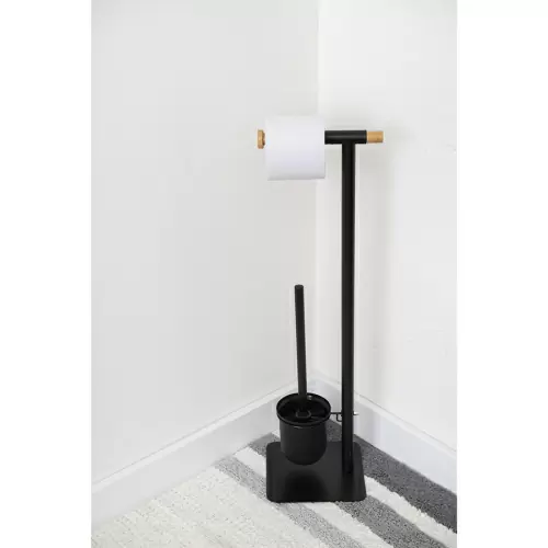 Держатель для туалетной бумаги с подвесным ершиком Bergenson Bjorn Bath Mats, черный