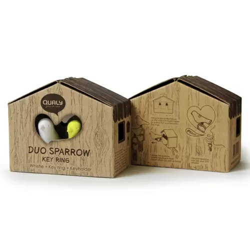 Держатель для ключей QUALY Duo Sparrow, коричневый/белый/розовый