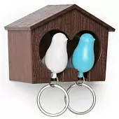 Держатель для ключей QUALY Duo Sparrow, коричневый/белый/голубой