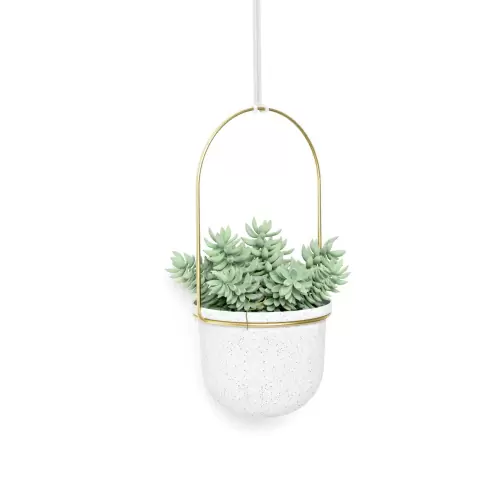 Подвесные кашпо для цветов Umbra Triflora, 5 шт, белые/золото
