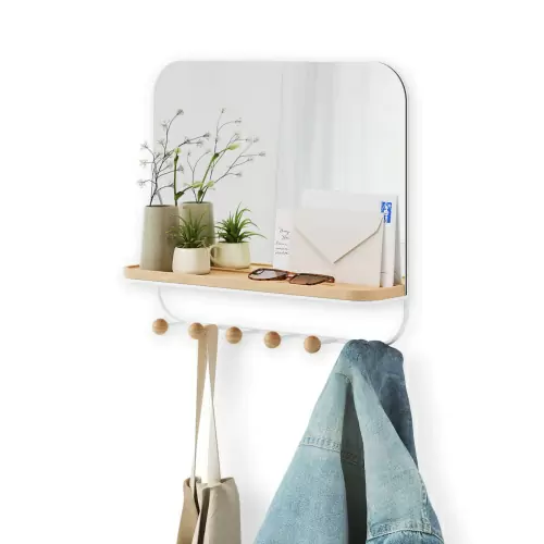 Зеркало с полкой и крючками Umbra Estique