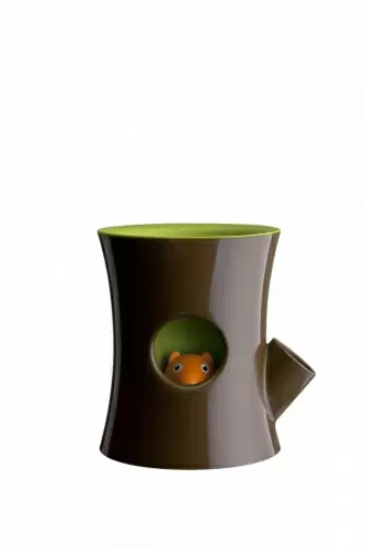 Горшок для цветов с системой дозировки полива Qualy Log&Squirrel, коричневый/зеленый