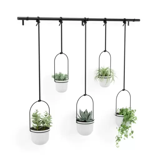 Подвесные кашпо для цветов Umbra Triflora, 5 шт, белые/черные