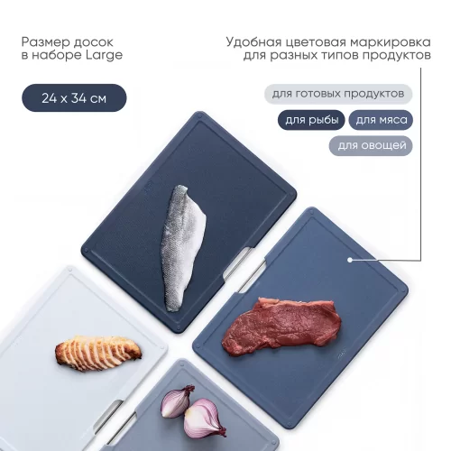 Набор разделочных досок Joseph Joseph Folio Large Sky, 4 шт в кейсе