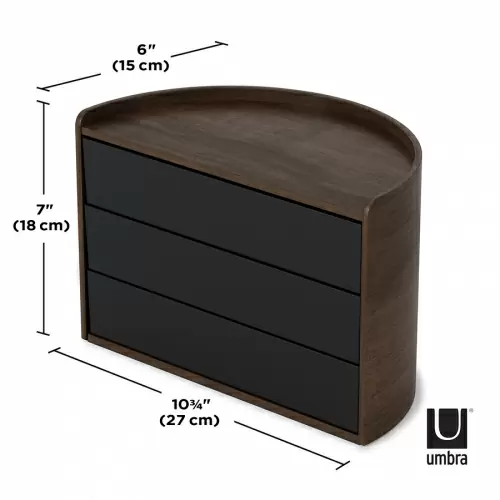 Шкатулка для украшений Umbra Moona, черная-орех