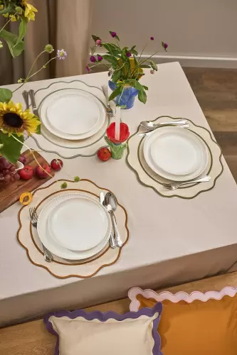 Салфетка под приборы anemone из коллекции trendy ruffles, D38 см, оливковый