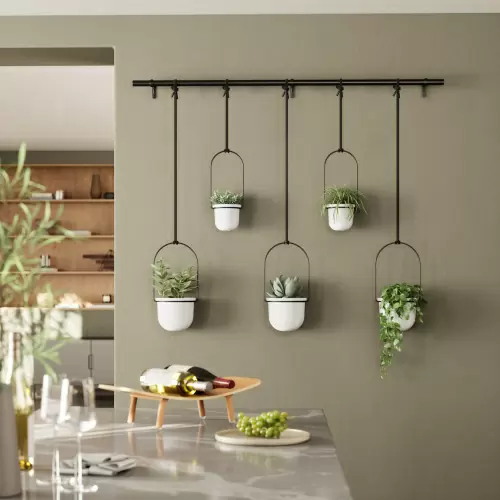 Подвесные кашпо для цветов Umbra Triflora, 5 шт, белые/черные