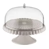 Подставка для торта на ножке с крышкой Guzzini Tiffany, D30 см, серо-бежевая