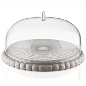 Подставка для торта с крышкой Guzzini Tiffany, D30 см, серо-бежевая