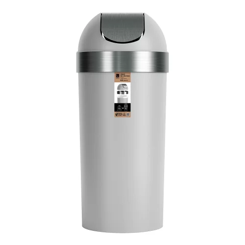 Мусорный бак с откидной крышкой Umbra Venti 62 л, серый/никель