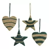 Набор елочных украшений trendy stripes из джута и гофрированного картона из коллекции new year essential