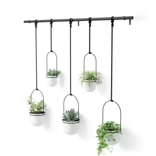 Подвесные кашпо для цветов Umbra Triflora, 5 шт, белые/черные