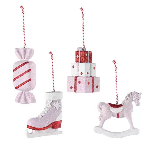 Набор ёлочных украшений pink fairytale из коллекции new year essential, 4 шт.