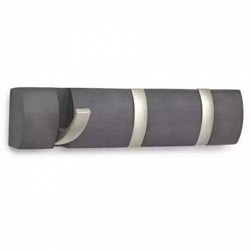 Откидная настенная вешалка Umbra Flip 3 крючка, дерево/никель