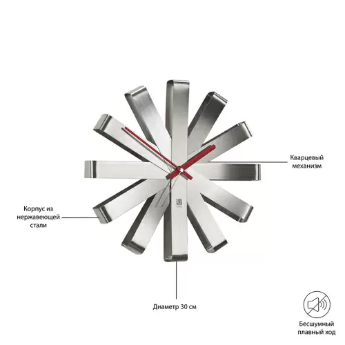 Часы настенные Umbra Ribbon D30 см, сталь