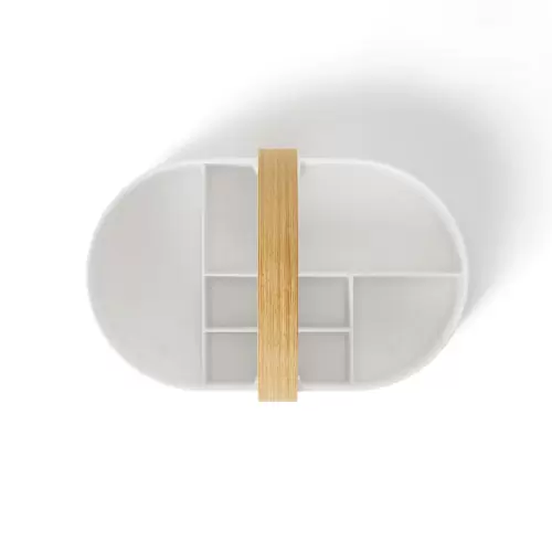 Органайзер для косметики с ручкой Umbra Bellwood, белый/натуральное дерево