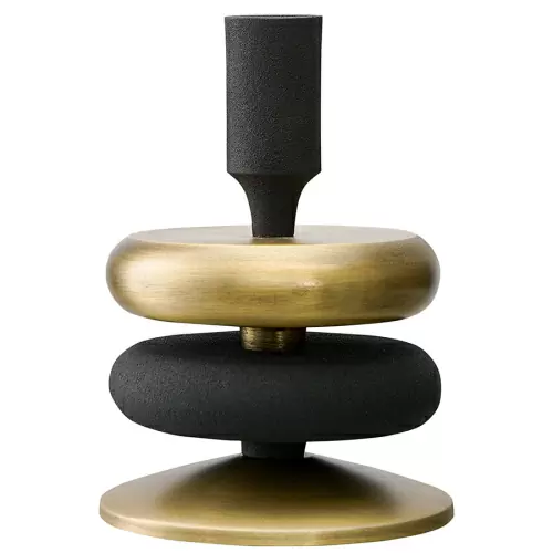 Подсвечник stone, 17 см, черный/античная латунь
