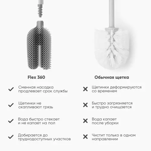 Ершик для унитаза Joseph Joseph Flex 360 с подставкой, белый