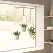 Подвесные кашпо для цветов Umbra Triflora, 3 шт, белый/золото