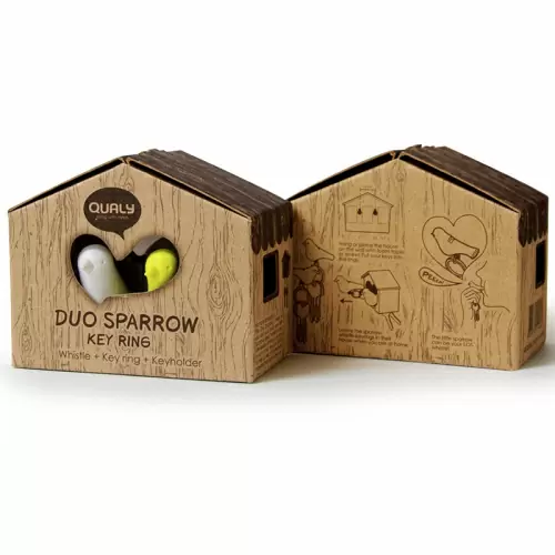 Держатель для ключей QUALY Duo Sparrow, белый/оранжевый