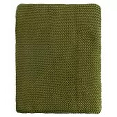 Плед из хлопка жемчужной вязки оливкового цвета из коллекции essential, 130х180 см