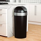 Мусорный бак с откидной крышкой Umbra Venti 62 л, черный/никель