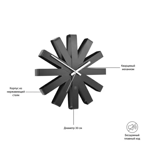 Часы настенные Umbra Ribbon D30 см, черныe