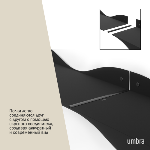Набор из 2-х настенных полок Umbra Surf, сталь, чёрный цвет